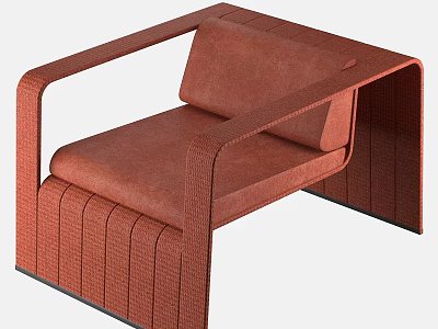 Modern Terracotta Leisure Chair With Curved Armrests Upholstered Seat And Paneled Base 3d model