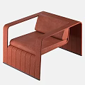 Modern Terracotta Leisure Chair With Curved Armrests Upholstered Seat And Paneled Base
