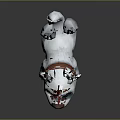 Game Movie Character White Puppy with Blue Eye Circles Brown Collar and Golden Pendant