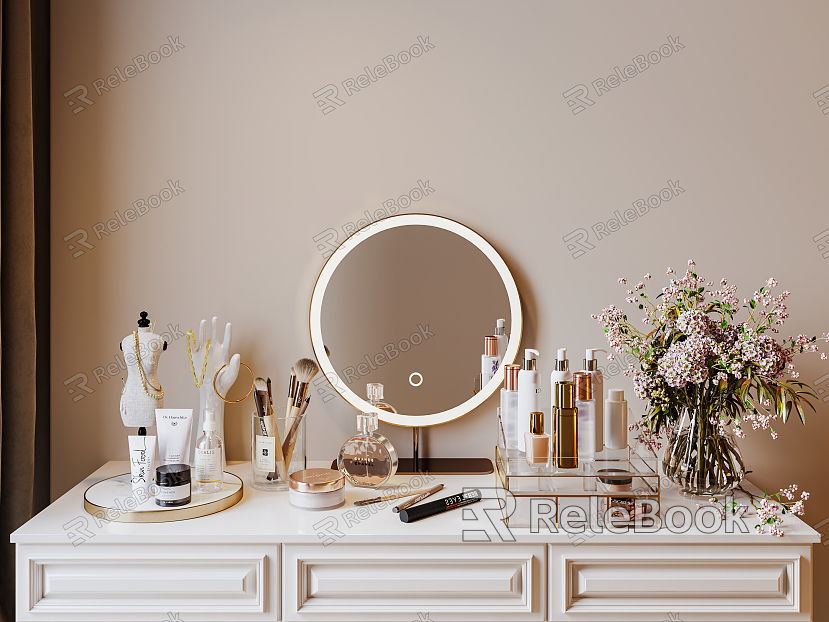 Modern cosmetics cosmetic combination makeup mirror vase jewelry model