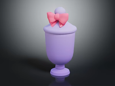 Purple Decorative Jar With Lid And Pink Bow On Top For Home Decoration 3d model