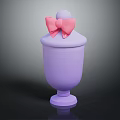 Purple Decorative Jar With Lid And Pink Bow On Top For Home Decoration