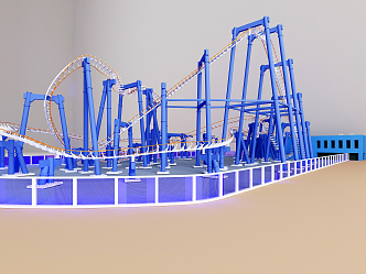 Modern roller coaster 3d model