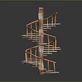 Wooden Spiral Staircase Design With Winding Steps And Curved Handrail Structure