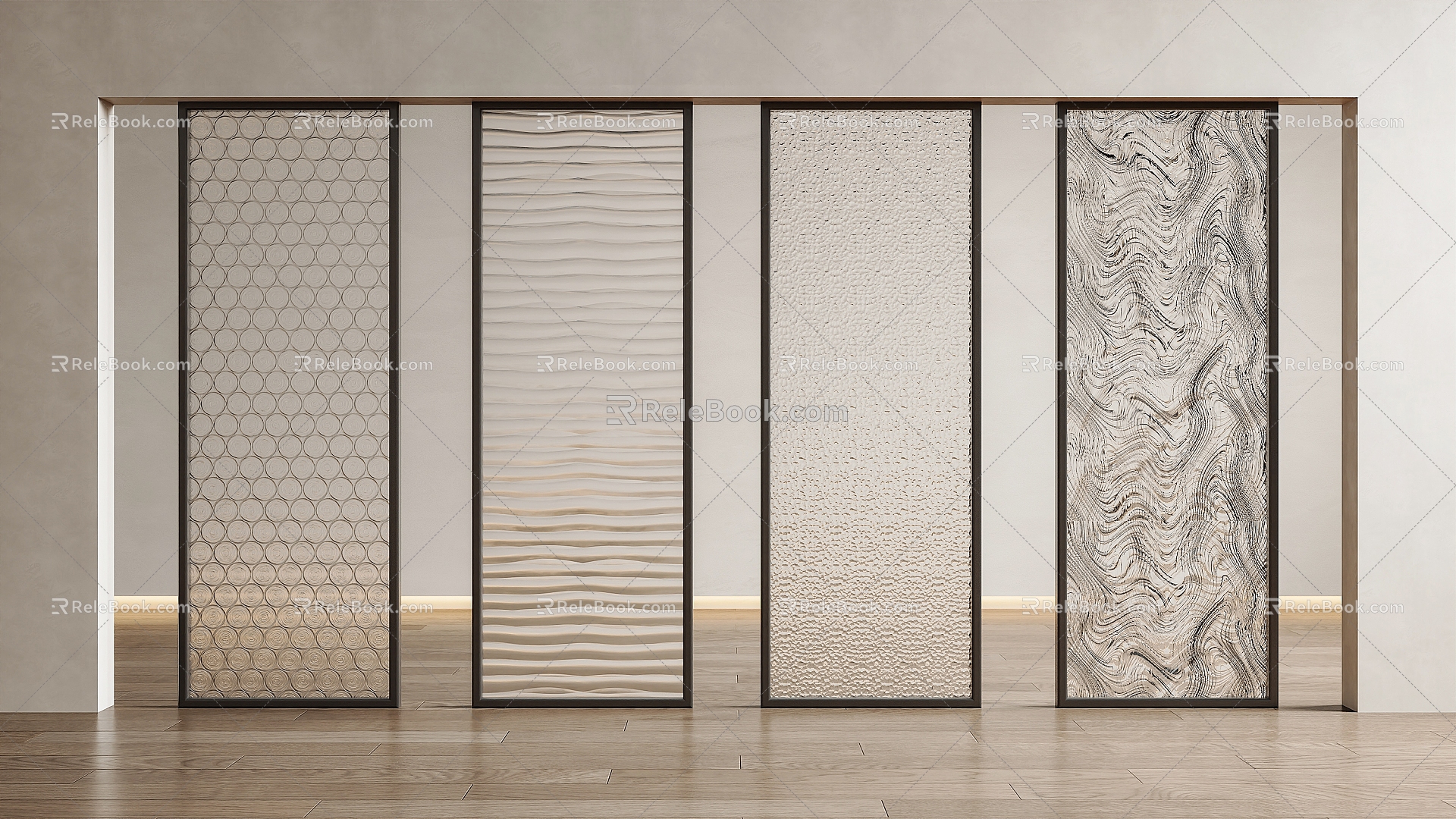 Glass Partition Glass Screen Carved Glass Partition Water Corrugated Glass Partition Decorative Glass 3d model