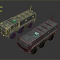 Two Heavy Duty Military Vehicles With Roof Mounted Equipment And Antennas