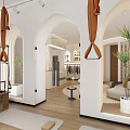 Elegant Modern Reception Desk Interior With Marble Counter Soft Tones And Minimalist Decor