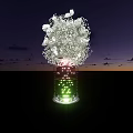 Banquet Hall Featuring White Flower Arrangement In Vase With Colorful Lights And Night Sky View