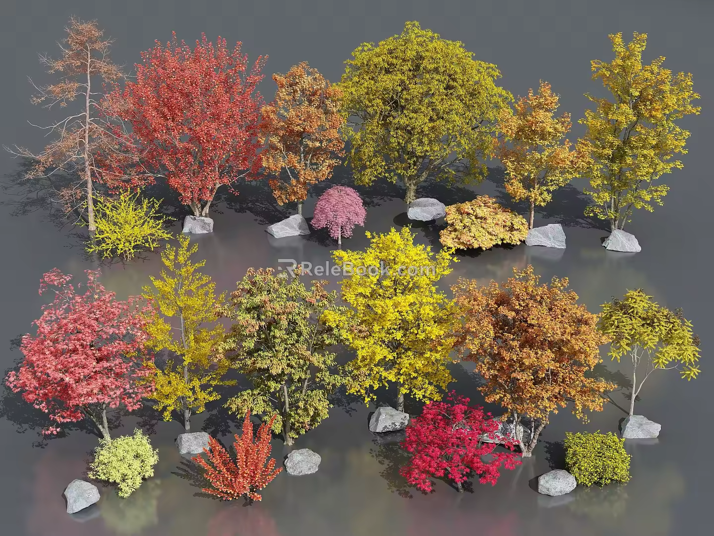 arbor ginkgo tree autumn landscape tree autumn tree yellow tree five-pointed maple willow tree 3d model