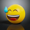 Funny Yellow Smiley Face Decorative Ornament Set with Blue Sweat Drop and Emoji Style Design
