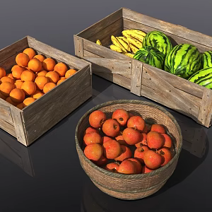 fruit wood frame bamboo blue 3d model