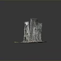 Detailed Wooden Tree Stumps On Green Grass Base With Natural Texture