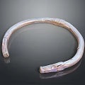 Silver Circular Collar Fashion Accessory With Carved Dragon Head Ends And Textured Surface Design