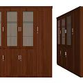 Elegant Brown Wooden Bookcase With Glass Doors And Solid Wood Cabinet Design