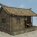 Traditional Stone House With Thatched Roof Wooden Windows And Porch Decorations