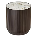 Modern Round Coffee Table With Marble Top And Dark Wooden Frame 3d model