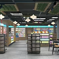 Traditional Style Department Store Interior With Lanterns Shelves Cash Registers And Product Displays