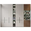Modern White And Wooden Bookcase Interior With Open Shelves And Decorative Ornaments