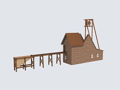 Modern wooden house western building 3d model