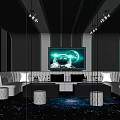 Modern KTV Interior With Neon Lights Large LED Screen And Futuristic Decor