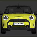 Yellow Mini Cooper Convertible Car With Black Wheels And Black Interior