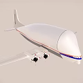 White Airplane Model With Blue Red Stripes And Two Black Engines On Wings