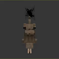Pixelated Fantasy Wolf Game Character With Blocky Design And 3D Model Features 3d model