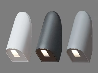 Modern Outdoor Wall Lights in White Black and Gray with Illuminated Design 3d model
