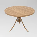 Round Wooden Table with Circular Top and Three Legged Base for Living Room