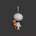 Cartoon Rabbit Character Holding Orange Carrot Standing On Green Grass Against Dark Background