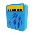 Blue And Yellow Portable Speaker With Front Buttons And Grill Design