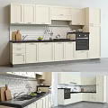 Modern White Kitchen Interior With Cabinets Countertop Sink Cutting Board And Fruits
