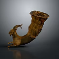 Ornate Ram Horn Shaped Decorative Furniture With Carved Details And Bronze Finish