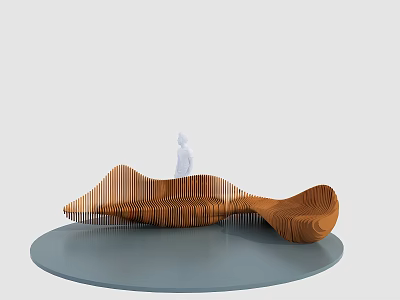 Stylish Modern Wooden Outdoor Chair With Unique Wavy Design For Relaxation 3d model
