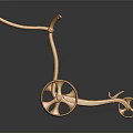 Elegant Golden Handcart Model With Stylish Wheels And Handle Design