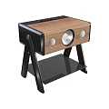 Modern Wooden Audio Speaker Featuring Central Driver And Black Stand Base 3d model