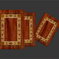 Three Red Wooden Nesting Stools With Golden Patterned Tops And Intricate Design