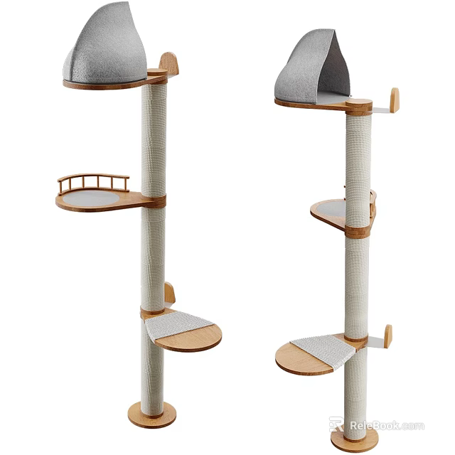 Cat Trees With Multi Level Platforms Scratching Posts And Perches 3d model 