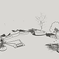 Tree Planters with Various Shapes and Green Trees in Modern Urban Landscape Design