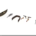 Various Traditional and Modern Water Transport Models with Wooden Boats and Paddles