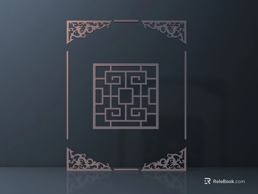 Hardware Tools Metal Square Frame with Decorative Corner Patterns and Interlocking Design 3d model 