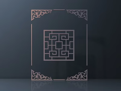 Hardware Tools Metal Square Frame with Decorative Corner Patterns and Interlocking Design 3d model