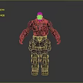 3D Male Warrior Character In Heavy Mechanical Armor With Glowing Chest And Arm Details