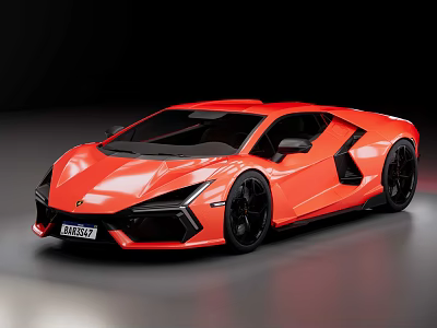 Red Lamborghini Sports Car With Modern Sleek Exterior And Black Wheels 3d model