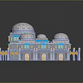 Ornate Islamic Architecture Design With Dome Structures Decorative Columns Arched Entrances And Symmetrical Patterns