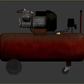 Industrial Mobile Air Compressor With Red Air Tank Black Motor And Wheels