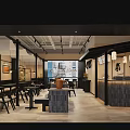 Modern Healthy Dessert Shop Exterior With Glass Windows Wooden Accents And Indoor Seating