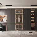 Modern Luxury Wardrobe Interior Design With Glass Door Hanging Clothes Dressing Table Mirror Carpet