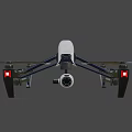 3D Model of White Drone With Black Structure Camera and Red Square Logo 3d model
