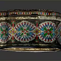 Ornate Decorative Box With Colorful Intricate Patterns And Metallic Accents